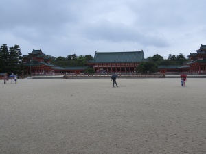 Expansive courtyard inside the shrine grounds.