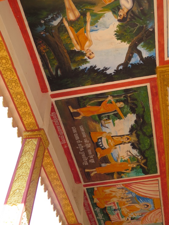 Images are placed all over the ceiling of the pagoda inside and out.
